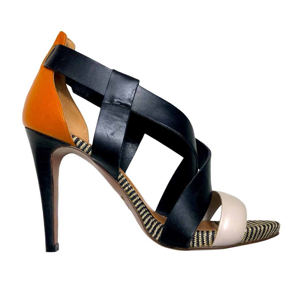 Hoss Intropia Leather Strappy Stiletto Sandals Colorblock Size 39 NWOT